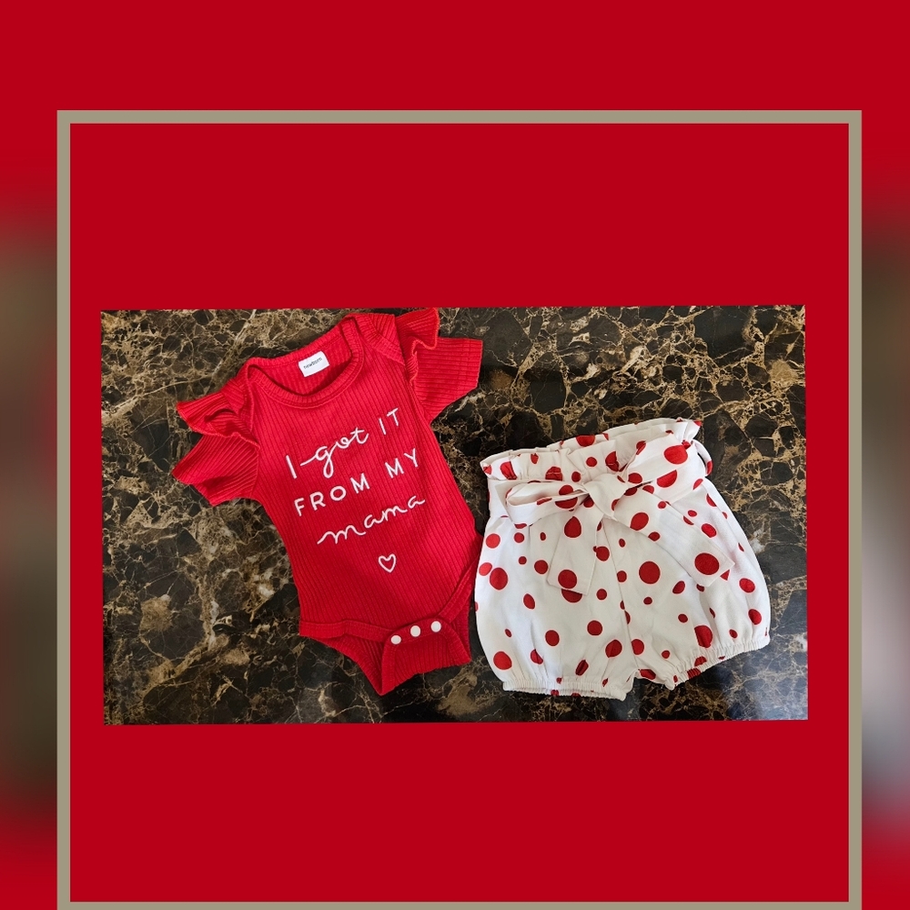 Newborn Baby Girl Short sleeve bodysuit with boho shorts set